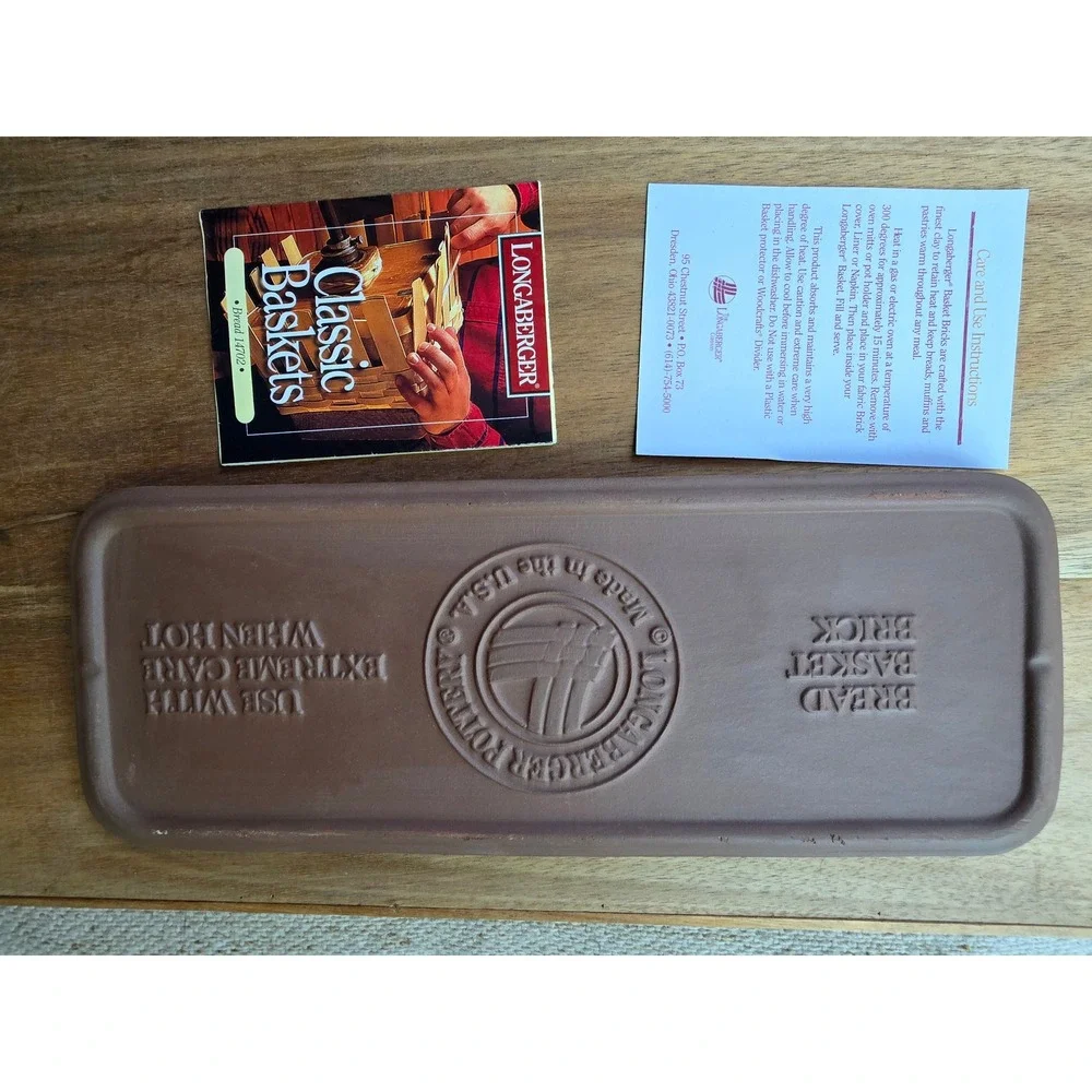 Longaberger Pottery Bread Basket Warming Brick Terracotta Woven Pattern 14702